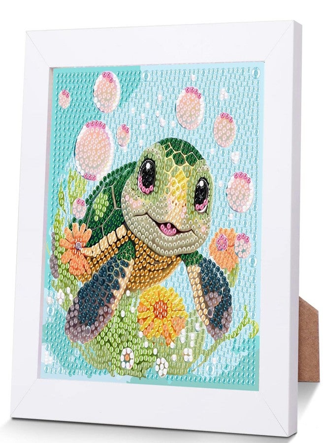 xackcme Sea Turtle Diamond Art Painting Kits for Kids with Frame, Animal Diamond Art for Kids Ages 4-8-12, Easy Kid Gem Painting Kit with Beautiful Package for Gift Home Wall Decor (7x7 inch) - Image 1